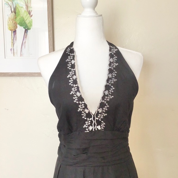 Backless Halter V-neck Midi Dress Size 10 Black - Picture 4 of 7